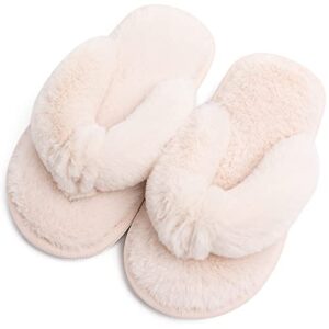 techcity Boys Girls Fuzzy Flip Flop Slippers Kids Cute Soft Comfy Open Toe Fluffy Slip On Thong Flat Sandals House Home Fur Slides Indoor Outdoor