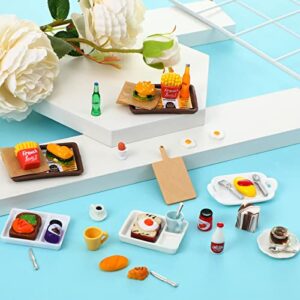 38 Pcs Miniature Food Toy Miniature Doll House Accessories Miniature Play Sets Small Doll Food Dollhouse Food, Hamburger Fries Soda Milk Juice Fast Food Set for Pretend Play Kitchen