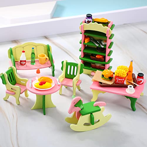 38 Pcs Miniature Food Toy Miniature Doll House Accessories Miniature Play Sets Small Doll Food Dollhouse Food, Hamburger Fries Soda Milk Juice Fast Food Set for Pretend Play Kitchen