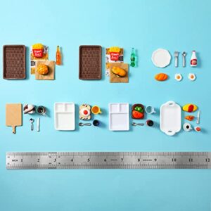 38 Pcs Miniature Food Toy Miniature Doll House Accessories Miniature Play Sets Small Doll Food Dollhouse Food, Hamburger Fries Soda Milk Juice Fast Food Set for Pretend Play Kitchen