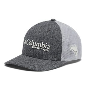 columbia pfg logo mesh ball cap-low crown, grill heather/cool grey, small/medium