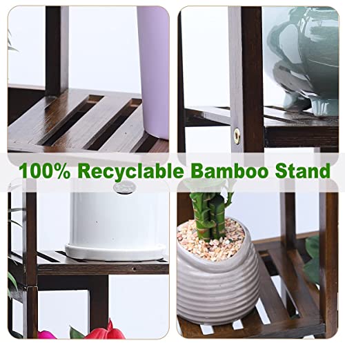 OERGKE Bamboo Plant Stand Indoor & Outdoor 6 Tier 7 Potted Tall Plant Shelf Multiple Flower Pots Holder Shelf Rack Display Stand for Patio Garden, Living Room, Corner Balcony and Bedroom