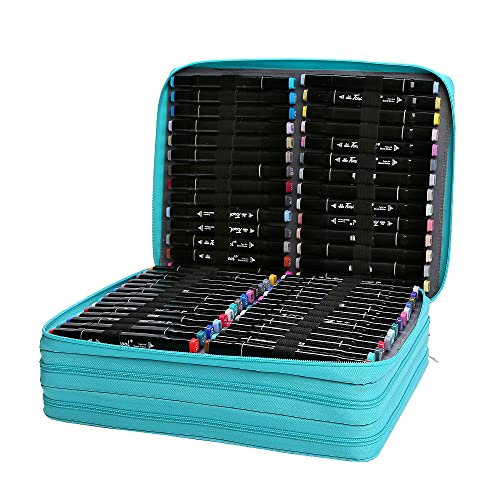 Lbxgap Marker Pen Organizer Case 168 Slots Large Capacity with Handy Wrap Portable Multilayer Holder for Prismacolor Watercolor Pencils & Gel Pen Markers