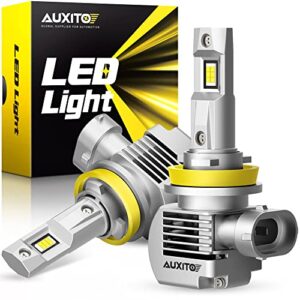 auxito upgraded h11 led bulbs, 20000lm 100w per set, 6000k cool white, h8 h9 led light bulbs for replacement, plug and play, pack of 2