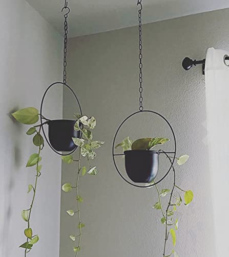 Shineloha Metal Plant Hangers with 5.5" Pot (Detachable) + Hook + Chain | Hanging Planters Indoor Outdoor, Ceiling Planters | Anti Rusted, Adjustable Hanging Length | NO Plant incld