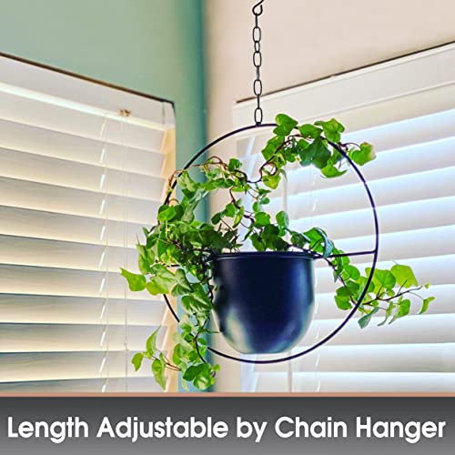 Shineloha Metal Plant Hangers with 5.5" Pot (Detachable) + Hook + Chain | Hanging Planters Indoor Outdoor, Ceiling Planters | Anti Rusted, Adjustable Hanging Length | NO Plant incld