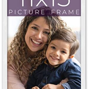 11x15 Frame White Real Wood Picture Frame Width 0.75 Inches | Interior Frame Depth 0.5 Inches | White Mid Century Photo Frame Complete with UV Acrylic, Foam Board Backing & Hanging Hardware