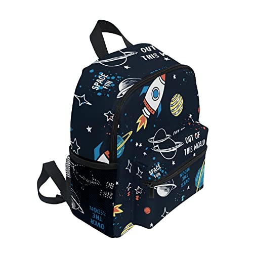 Kids Backpack for boys Space Rocket Planet Toddler Bags Children Preschool Kindergarten Small Chest Strap 3-8 Years Old