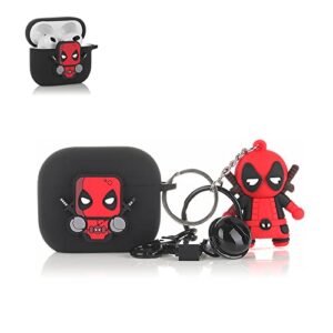 fit designed for airpods 3rd generation, suublg silicone case protective cover with cartoon characters doll keychain for airpods 3