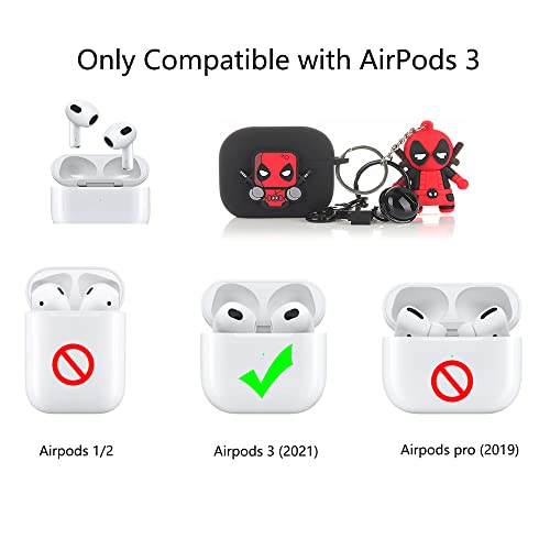 Fit Designed for Airpods 3rd Generation, Suublg Silicone Case Protective Cover with Cartoon Characters Doll Keychain for Airpods 3