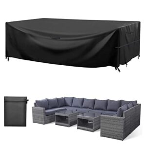 garprovm outdoor patio furniture covers waterproof patio dining table couch set covers rectangular with upgraded 600d material, 4 windproof buckles 124 x 70 x 29 inch heavy-duty large