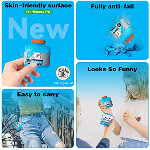 Mulafnxal for Airpods 3 3rd Generation Case Cute 3D Lovely Unique Cartoon for Airpod 3 Silicone Cover Fun Funny Cool Design Fashion Cases for Boys Girls Kids Teen for Air pods 3 (2023) (Blue Drink)