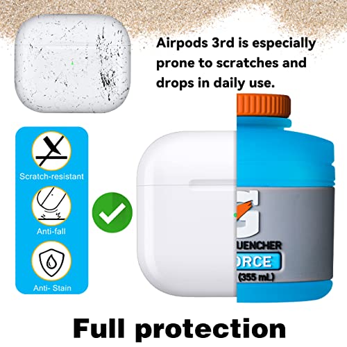 Mulafnxal for Airpods 3 3rd Generation Case Cute 3D Lovely Unique Cartoon for Airpod 3 Silicone Cover Fun Funny Cool Design Fashion Cases for Boys Girls Kids Teen for Air pods 3 (2023) (Blue Drink)