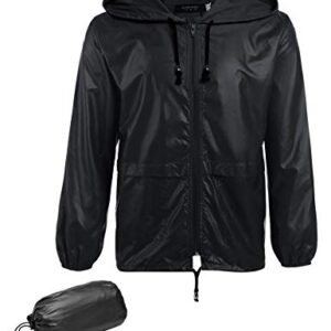 COOFANDY Mens Light Packable Rain Jacket with Hood Waterproof Trench Raincoats