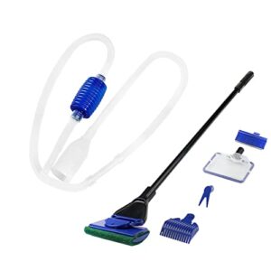 aquaneat fish tank cleaning tools, fish tank cleaner,fish tank siphon, aquarium water change, with fish tank net 5 in 1 cleaning set