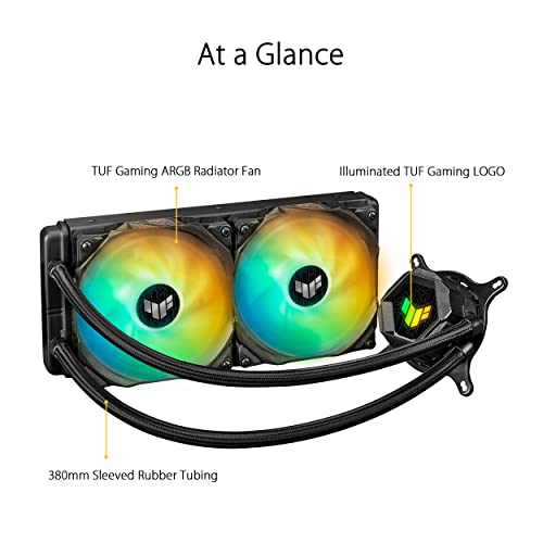 ASUS TUF Gaming LC 240 ARGB All-in-one Liquid CPU Cooler (Aura Sync, Dual TUF 120mm ARGB Radiator Fans with Fan Blade Groove Design)