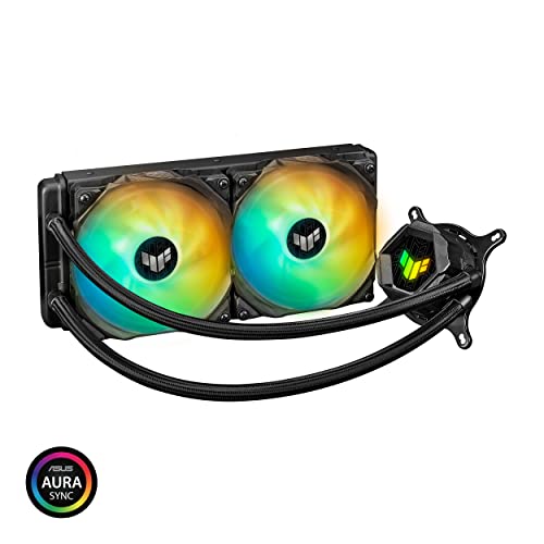 ASUS TUF Gaming LC 240 ARGB All-in-one Liquid CPU Cooler (Aura Sync, Dual TUF 120mm ARGB Radiator Fans with Fan Blade Groove Design)