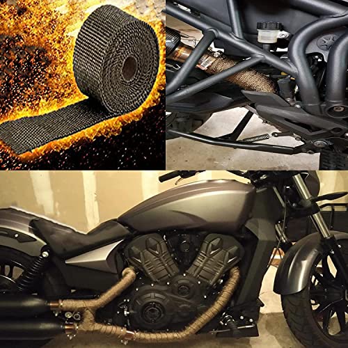 Arespark Titanium Exhaust Heat Wrap, 2 Roll 2'' x 50' Thermal Heat Tape with 24pcs Stainless Steel Cable Ties, Basalt Fiber Heat Shield Tape for Motorcycles Cars