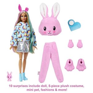 Barbie Cutie Reveal Doll, Bunny Plush Costume, 10 Surprises Including Mini Pet & Color Change
