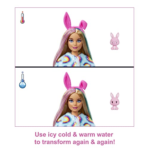 Barbie Cutie Reveal Doll, Bunny Plush Costume, 10 Surprises Including Mini Pet & Color Change