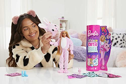 Barbie Cutie Reveal Doll, Bunny Plush Costume, 10 Surprises Including Mini Pet & Color Change
