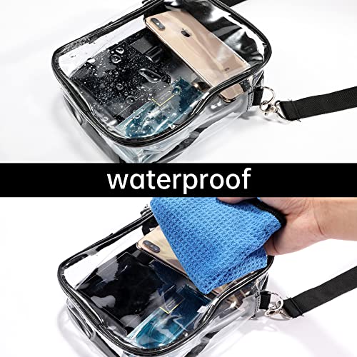 2 Packs Clear Crossbody Bag Stadium Approved, Clear Crossbody Purse with Front Pocket and Adjustable Strap for Concerts, Festivals, Sports Events, Travel, Clear Messenger Shoulder Bag