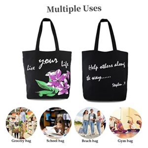MEL JUN Canvas Tote Bag, Large Beach Tote Women Travel Bags Reusable Grocery Bag Shoulder Gym Totes Weekend Church Bags Purple