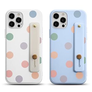 kapuctw 2 pack for oppo realme 7 pro 4g case with wrist strap, cute dots print pattern wristband holder phone case soft silicone tpu bumper shockproof protective cover for realme 7 pro 6.4 inch