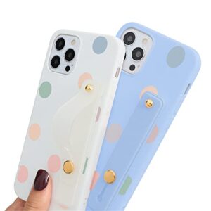 KAPUCTW 2 Pack for Oppo Realme 7 Pro 4G case with Wrist Strap, Cute Dots Print Pattern Wristband Holder Phone Case Soft Silicone TPU Bumper Shockproof Protective Cover for Realme 7 Pro 6.4 Inch