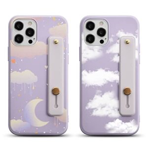 kapuctw 2 pack for oppo realme 7 pro 4g case with wrist strap, cute clouds print pattern wristband holder phone case soft silicone tpu bumper shockproof protective cover for realme 7 pro 6.4 inch