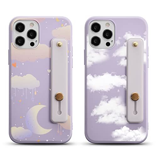 KAPUCTW 2 Pack for Oppo Realme 7 Pro 4G case with Wrist Strap, Cute Clouds Print Pattern Wristband Holder Phone Case Soft Silicone TPU Bumper Shockproof Protective Cover for Realme 7 Pro 6.4 Inch