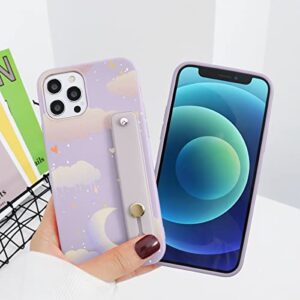 KAPUCTW 2 Pack for Oppo Realme 7 Pro 4G case with Wrist Strap, Cute Clouds Print Pattern Wristband Holder Phone Case Soft Silicone TPU Bumper Shockproof Protective Cover for Realme 7 Pro 6.4 Inch