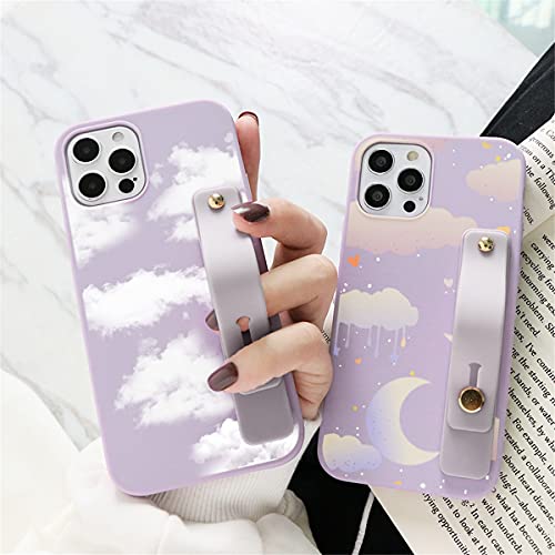 KAPUCTW 2 Pack for Oppo Realme 7 Pro 4G case with Wrist Strap, Cute Clouds Print Pattern Wristband Holder Phone Case Soft Silicone TPU Bumper Shockproof Protective Cover for Realme 7 Pro 6.4 Inch