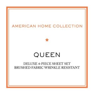 American Home Collection Deluxe 4 Piece Bed Sheets Set Deep Pocket Extra Soft Microfiber Wrinkle Free Sheets Easy Care (Queen, Ivory)