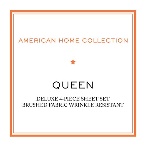 American Home Collection Deluxe 4 Piece Bed Sheets Set Deep Pocket Extra Soft Microfiber Wrinkle Free Sheets Easy Care (Queen, Ivory)