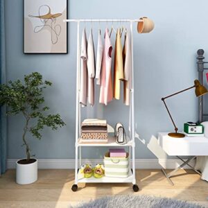jecpuo clothes rack small metal garment rack with shelves for bedroom rolling clothing rack for hanging clothes on wheels for hanging clothes,clothes rack (white)