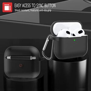 Coffea for AirPods 3 Case, Protective Silicone Case Cover with Keychain for Apple AirPods 3rd Generation 2021, [US Patent Registered] - Black