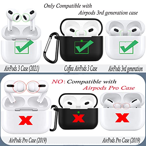 Coffea for AirPods 3 Case, Protective Silicone Case Cover with Keychain for Apple AirPods 3rd Generation 2021, [US Patent Registered] - Black