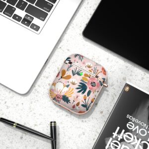 Maxjoy for AirPods Case Cover, Flower AirPod Case Hard Protective Shockproof Cute Air Pod 2 Case for Women Men with Keychain Clip for AirPod 2nd 1st Generation Charging Case 2&1, Floral