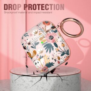 Maxjoy for AirPods Case Cover, Flower AirPod Case Hard Protective Shockproof Cute Air Pod 2 Case for Women Men with Keychain Clip for AirPod 2nd 1st Generation Charging Case 2&1, Floral