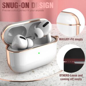 Maxjoy for AirPods Pro Case Cover, White AirPod Pro Case Hard Protective Shockproof Cute iPod Pro Case for Women Men with Keychain Compatible AirPods Pro Wireless Charging Case 2019