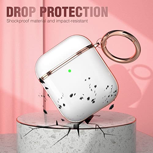 Maxjoy for AirPods Case Cover, Cute Hard Air Pod Case for Women Men Protective Shockproof iPod Cover with Keychain Compatible with Apple AirPods 2nd 1st Generation Charging Case 2&1, White
