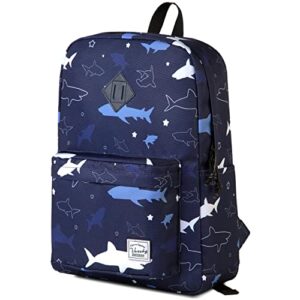 vaschy backpack for school, lightweight water resistant bookbag casual daypack for man/boys shark