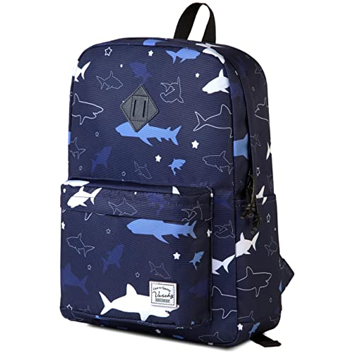 VASCHY Backpack for School, Lightweight Water Resistant Bookbag Casual Daypack for Man/Boys Shark