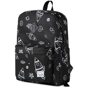 vaschy backpack for school, lightweight water resistant bookbag casual daypack for man/boys rockets
