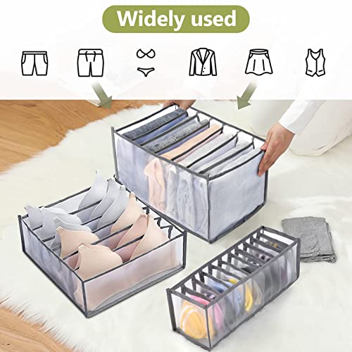 TOOVREN Wardrobe Clothes Organizer 7 Grids, Drawer Organizers for Clothing, Foldable Closet and Storage Basket, Clothing Organizer,Clothes Compartment Box Bedroom Dorm Room 4PCS