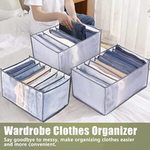 TOOVREN Wardrobe Clothes Organizer 7 Grids, Drawer Organizers for Clothing, Foldable Closet and Storage Basket, Clothing Organizer,Clothes Compartment Box Bedroom Dorm Room 4PCS