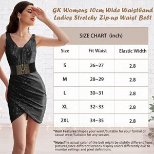 GRACE KARIN Womens Corset Elastic Belt with Zipper And Rivet Elastic Pu Leather Wide Band Retro Plus Size(Rivet # Black,XXL)