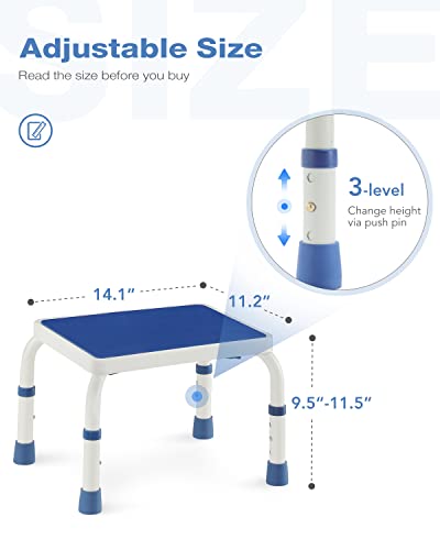 GreenChief Metal Step Stool for Adults Elderly, Bedside Stool Small Foot Stool Kitchen Step Stool Bathroom Stepping Stool, Adjustable Height & Heavy Duty & Non-Slip & Sturdy Standing Assist (400 LB)