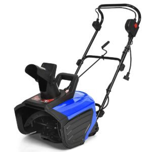 blue 15amp motor electric snow blower snow thrower 18” clearing width 10” clearing height clear 720lbs snow per minute ideal for snow pick up on driveway walkway perfect for heavy snow condition